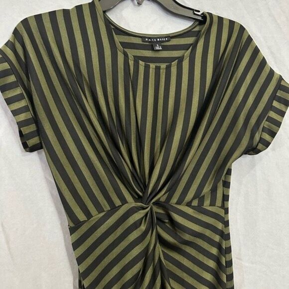 Haute Monde Size Small Striped Twisted Dress Cocktail green - Picture 2 of 5